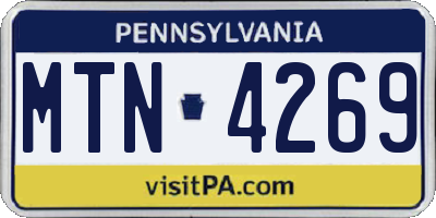 PA license plate MTN4269