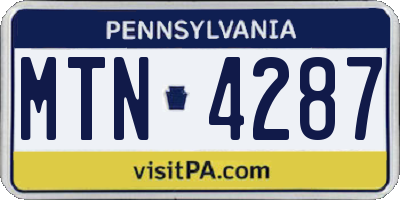 PA license plate MTN4287