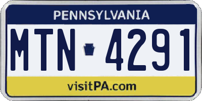 PA license plate MTN4291