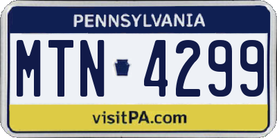 PA license plate MTN4299
