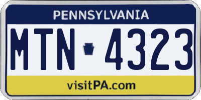 PA license plate MTN4323
