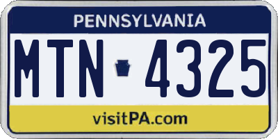 PA license plate MTN4325