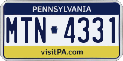PA license plate MTN4331