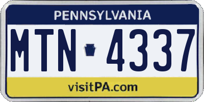 PA license plate MTN4337