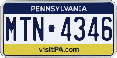 PA license plate MTN4346