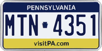 PA license plate MTN4351