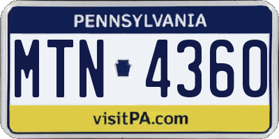 PA license plate MTN4360