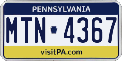PA license plate MTN4367