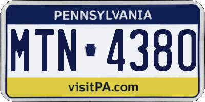 PA license plate MTN4380
