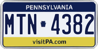 PA license plate MTN4382