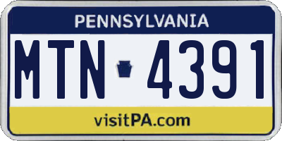 PA license plate MTN4391
