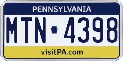 PA license plate MTN4398