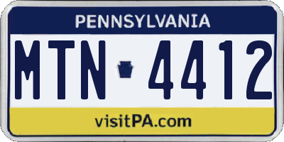 PA license plate MTN4412