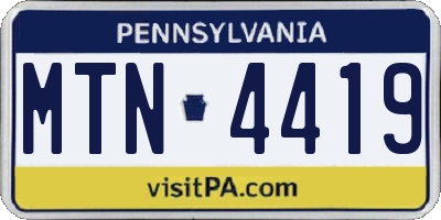 PA license plate MTN4419