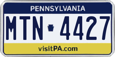 PA license plate MTN4427