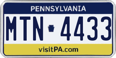PA license plate MTN4433