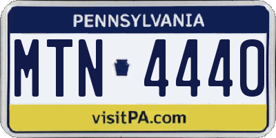 PA license plate MTN4440