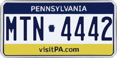 PA license plate MTN4442