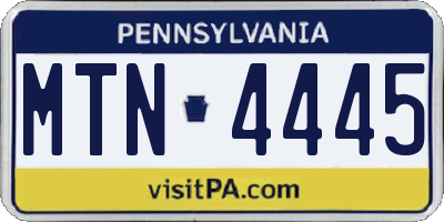 PA license plate MTN4445