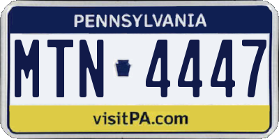 PA license plate MTN4447