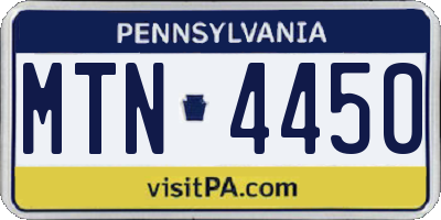 PA license plate MTN4450