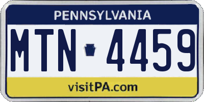 PA license plate MTN4459