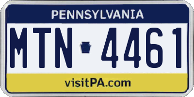 PA license plate MTN4461
