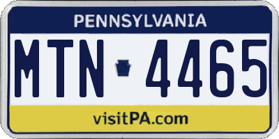 PA license plate MTN4465