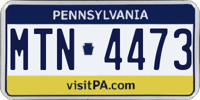 PA license plate MTN4473