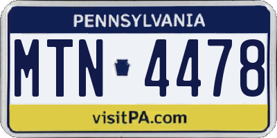 PA license plate MTN4478