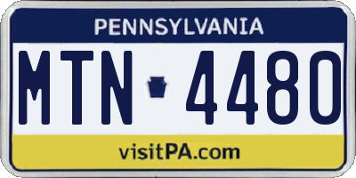 PA license plate MTN4480