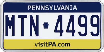 PA license plate MTN4499