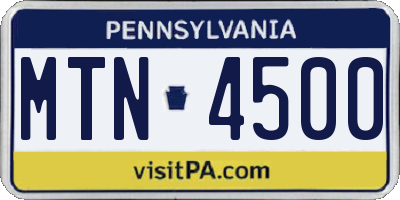 PA license plate MTN4500