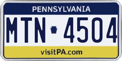 PA license plate MTN4504