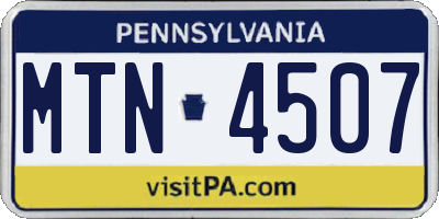 PA license plate MTN4507