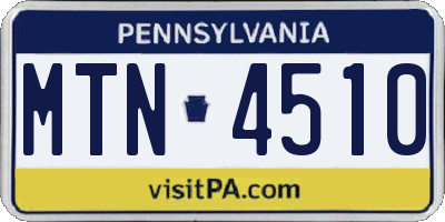 PA license plate MTN4510