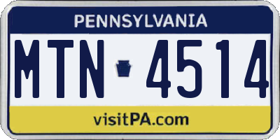 PA license plate MTN4514