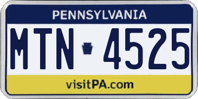 PA license plate MTN4525
