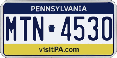 PA license plate MTN4530