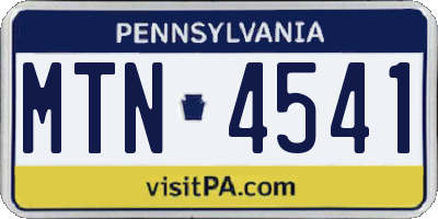 PA license plate MTN4541