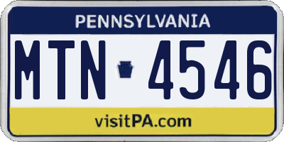 PA license plate MTN4546