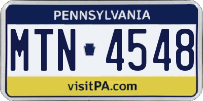 PA license plate MTN4548