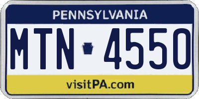 PA license plate MTN4550