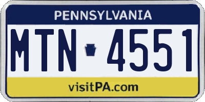 PA license plate MTN4551