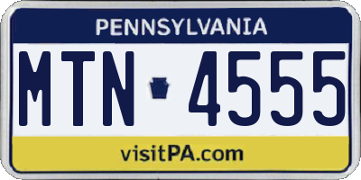 PA license plate MTN4555