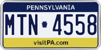 PA license plate MTN4558