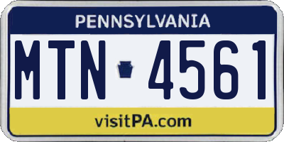 PA license plate MTN4561