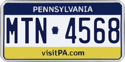 PA license plate MTN4568