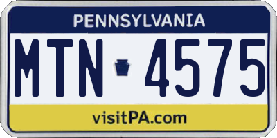 PA license plate MTN4575