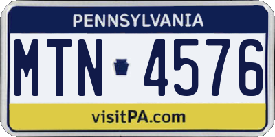 PA license plate MTN4576